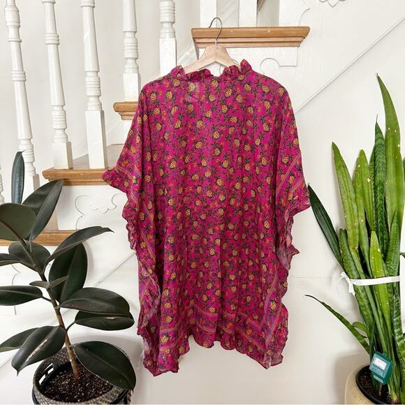 Farm Rio Fruit Dots Ruffle Coverup Dress Pink Cotton Blend Size S Small - Picture 4 of 8